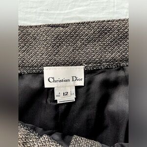Vintage CHRISTIAN DIOR Skirt Brown Wool A-Line Skirt with Pockets Size 12